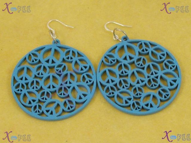 mteh00242 New Fashion Jewelry Crafts Skyblue Seedling Wooden 925 Sterling Silver Earrings 3