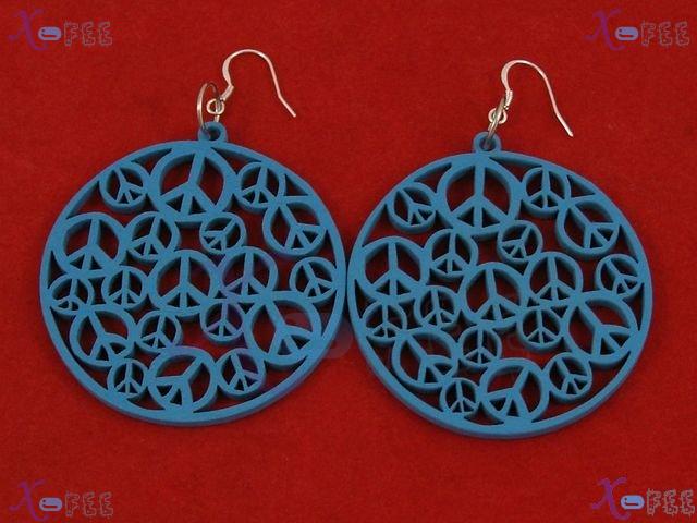 mteh00242 New Fashion Jewelry Crafts Skyblue Seedling Wooden 925 Sterling Silver Earrings 4