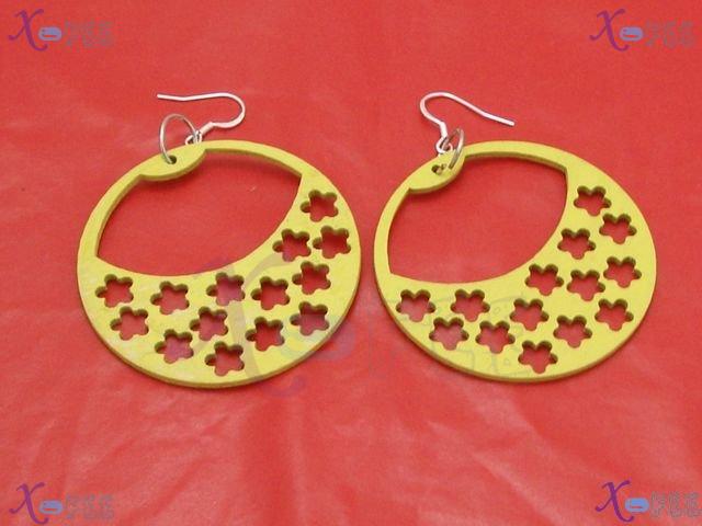 mteh00246 Fashion Jewelry Crafts Yellow Blue Snowflake Wood 925 Sterling Silver Earring 3