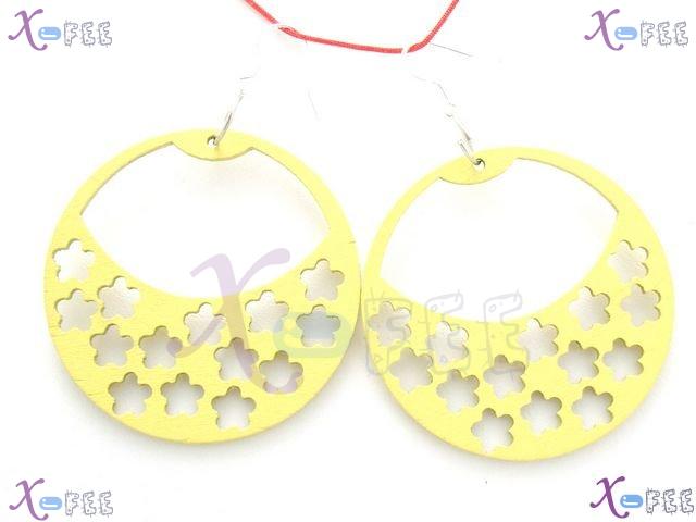 mteh00246 Fashion Jewelry Crafts Yellow Blue Snowflake Wood 925 Sterling Silver Earring 4