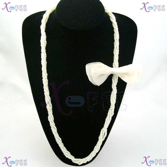 myxl00028 Bowknot Pearl Imitation Fashion Jewelry Decoration Luster Winter Twist Necklace 1