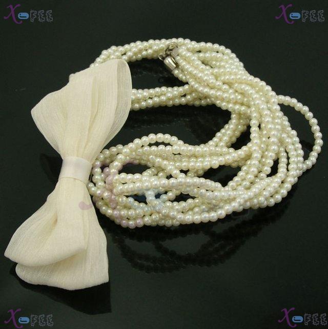 myxl00028 Bowknot Pearl Imitation Fashion Jewelry Decoration Luster Winter Twist Necklace 2