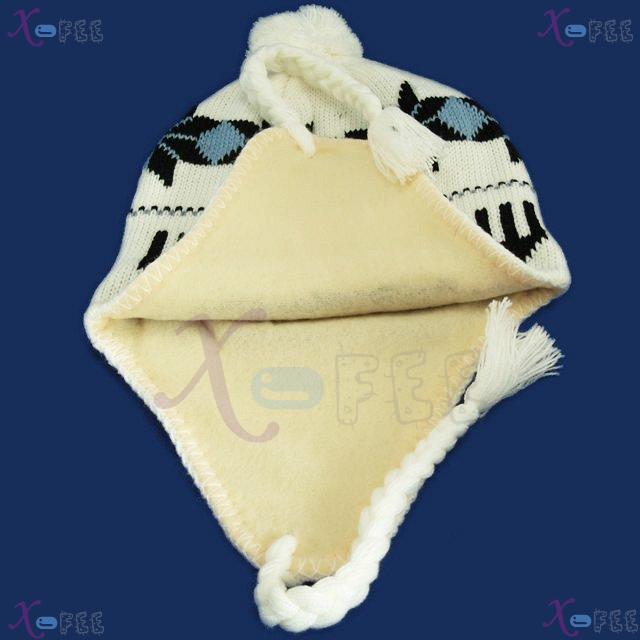 mzst00352 New Cream Black Trendy Woman Accessory Snowflake Earflap Cap Warm Winter Ski Hat 3