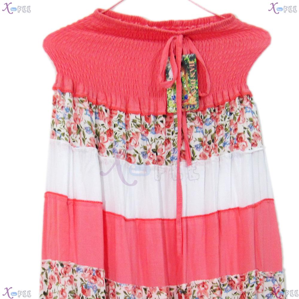 qz00023 Hawaii Floral Cotton Bright Pink Skirt Beach Elastic Soft Yarn Lining Sundress 4