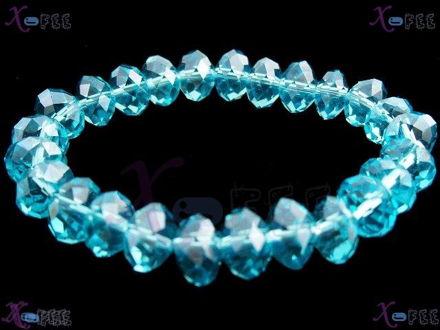 sl00348 New Twinkle Fashion Jewelry Blue Sea Stretchy Polyhedral Crystal Beads Bracelet 1