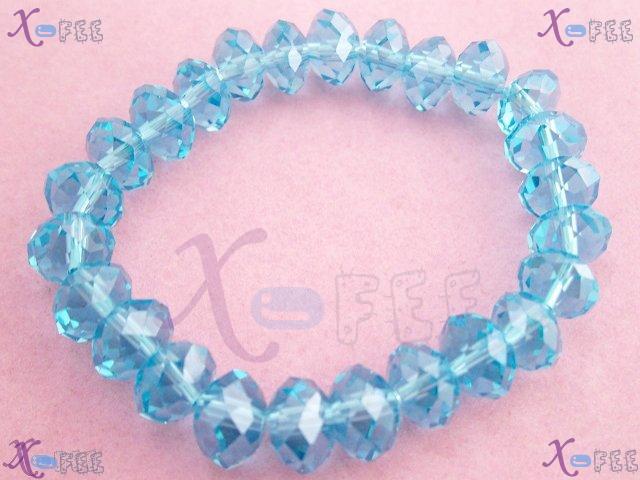 sl00348 New Twinkle Fashion Jewelry Blue Sea Stretchy Polyhedral Crystal Beads Bracelet 2