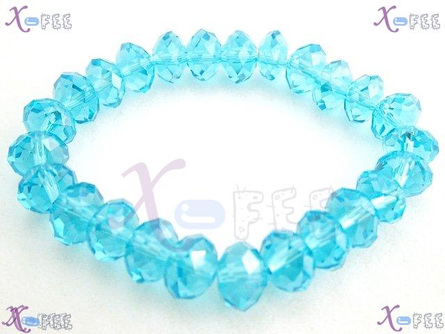 sl00348 New Twinkle Fashion Jewelry Blue Sea Stretchy Polyhedral Crystal Beads Bracelet 4