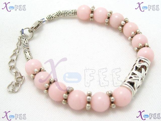 sl00503 Tibet Silver Fashion Jewelry Pink Agate Beads Flower Minority China Bracelet 2