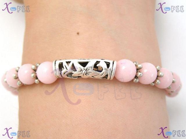 sl00503 Tibet Silver Fashion Jewelry Pink Agate Beads Flower Minority China Bracelet 3
