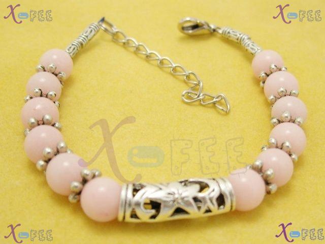 sl00503 Tibet Silver Fashion Jewelry Pink Agate Beads Flower Minority China Bracelet 4