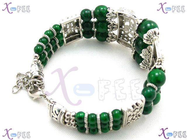 sz00239 New High-quality Tribal Tibetan Jewelry Silver Alloy Bead cap Malachite Bracelet 2