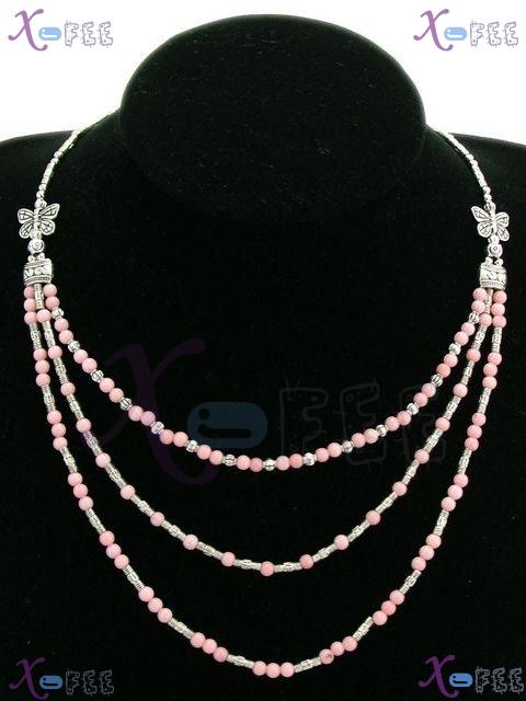 tsxl00004 New Tibetan Fashion Jewelry Ethnic Pink AGATE Beads 3S Silver Minority Necklace 1