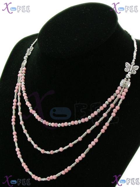 tsxl00004 New Tibetan Fashion Jewelry Ethnic Pink AGATE Beads 3S Silver Minority Necklace 2