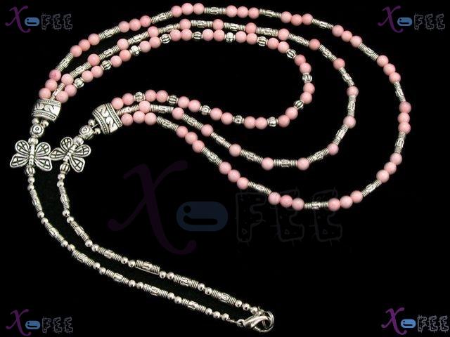 tsxl00004 New Tibetan Fashion Jewelry Ethnic Pink AGATE Beads 3S Silver Minority Necklace 4