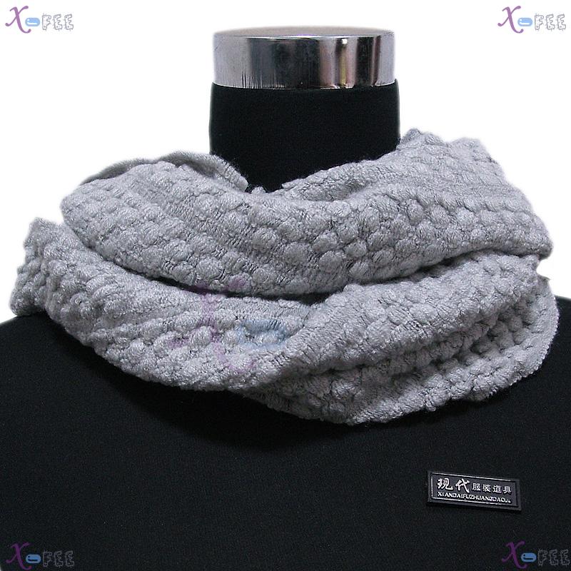 wb00040 Solid Color Gray Winter Warm Fashion Wool Acrylic Neck Warmer Corn Style Scarf 1