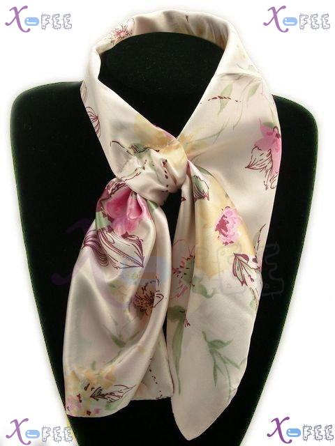 xfj00089 New Beige Woman Accessory Magic Silk Flower Versatile Neckerchief Wrap Scarf 5