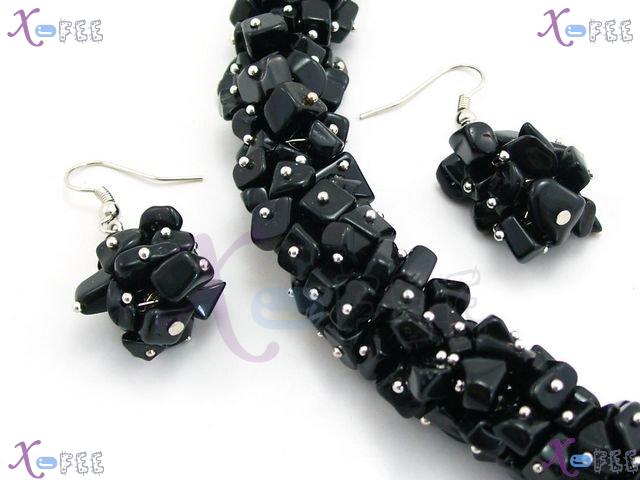 xspf00076 Collection Fashion Jewelry Trend Black Onyx Chips Chaplet Earrings Jewelry Sets 2