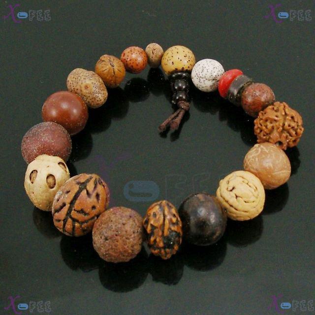 zjfz00070 Hot Religion Buddhism 18 Natural Nutshell Differ Size Prayer Mala Beads Bracelet 3