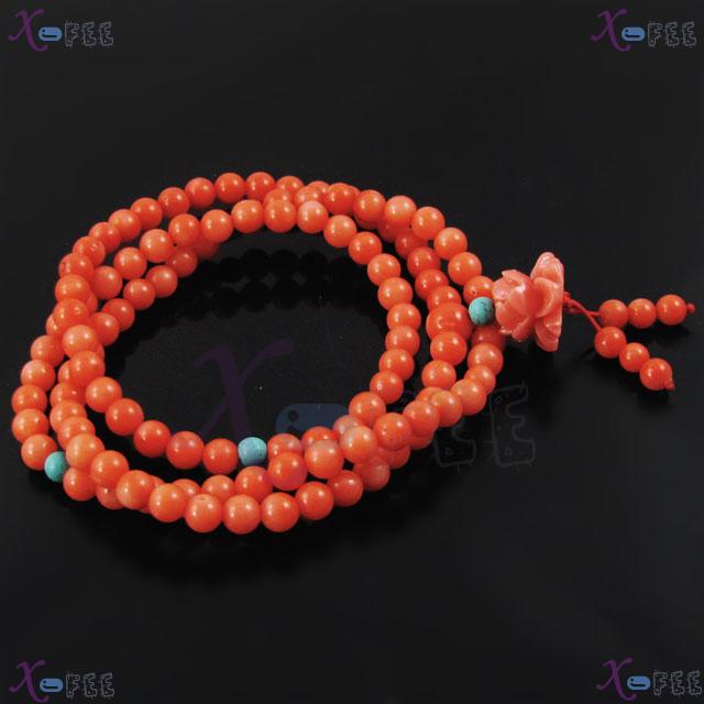 zjfz00071 Religion Spirituality Buddhism Turquoise Coral Lotus 108 Prayer beads Necklace 4